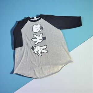 Y2K Vintage Mickey Style Rock Paper Scissors Raglan Tee XL Cartooncore Baseball